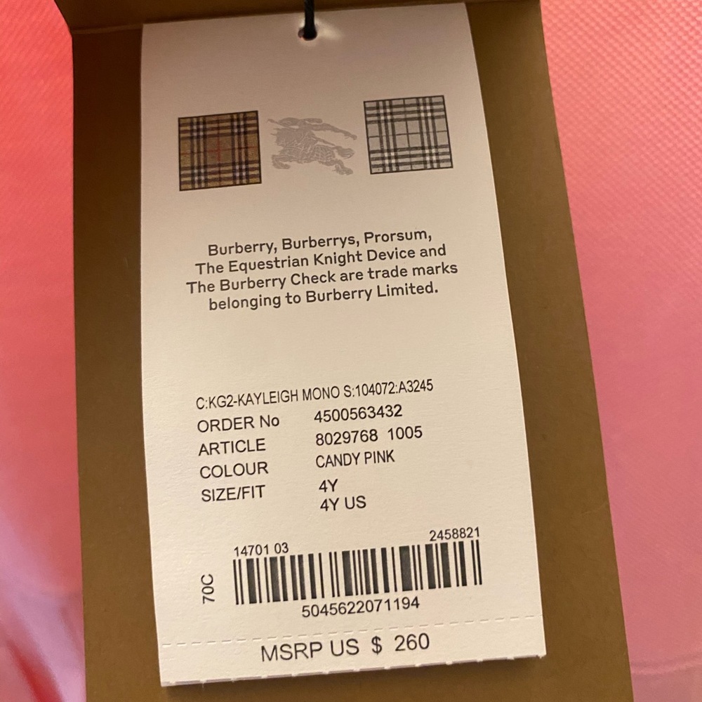 Authentic toddler Burberry Dress 4y NWT